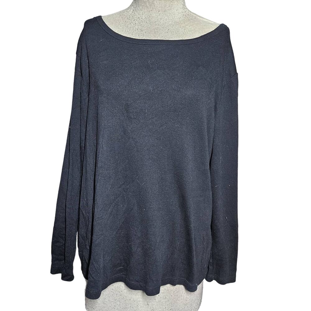 Black Long Sleeve Cotton Top Size 0X